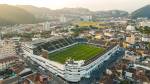 SANTOS, BRAZIL - JULY 16: Aerial view of the Urbano Caldeira Stadium (Vila Belmiro) before the Brasileirao 2025 match between Santos and Flamengo on July 16, 2025 in Santos, Brazil. (Photo by Ricardo Moreira/Getty Images)