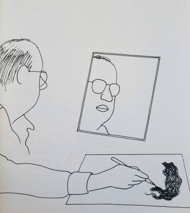 Autorretrato; Verissimo era econômico e certeiro também nos traços