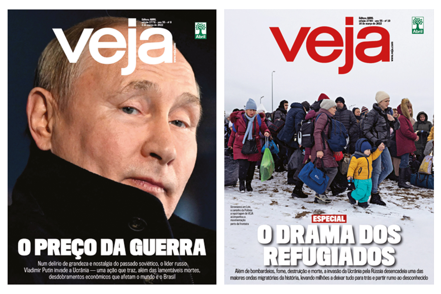 COBERTURA -&ensp;Capas de VEJA: aten&ccedil;&atilde;o permanente desde o in&iacute;cio da guerra