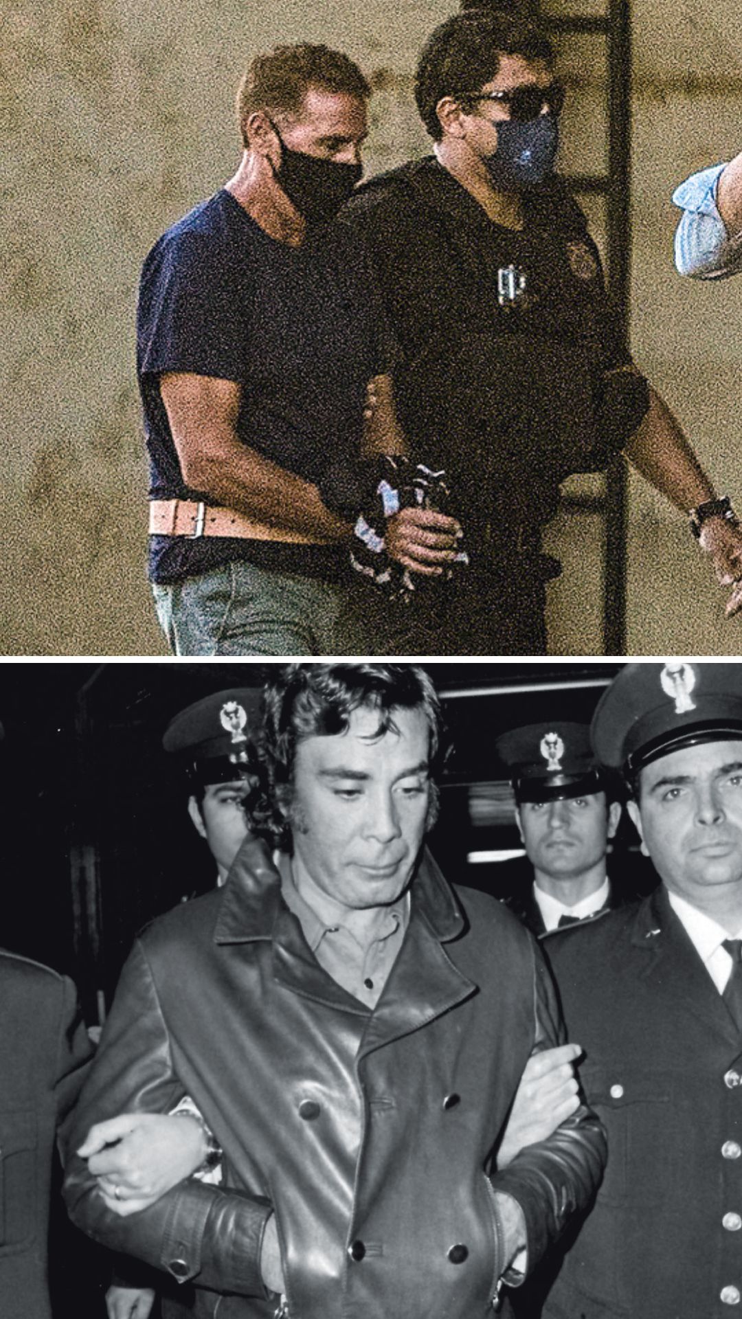 TRADI&Ccedil;&Atilde;O -&ensp;Rocco Morabito (&lsquo;Ndrangheta), em 2021, e Tommaso Buscetta (Cosa Nostra), em 1983: presos no Brasil