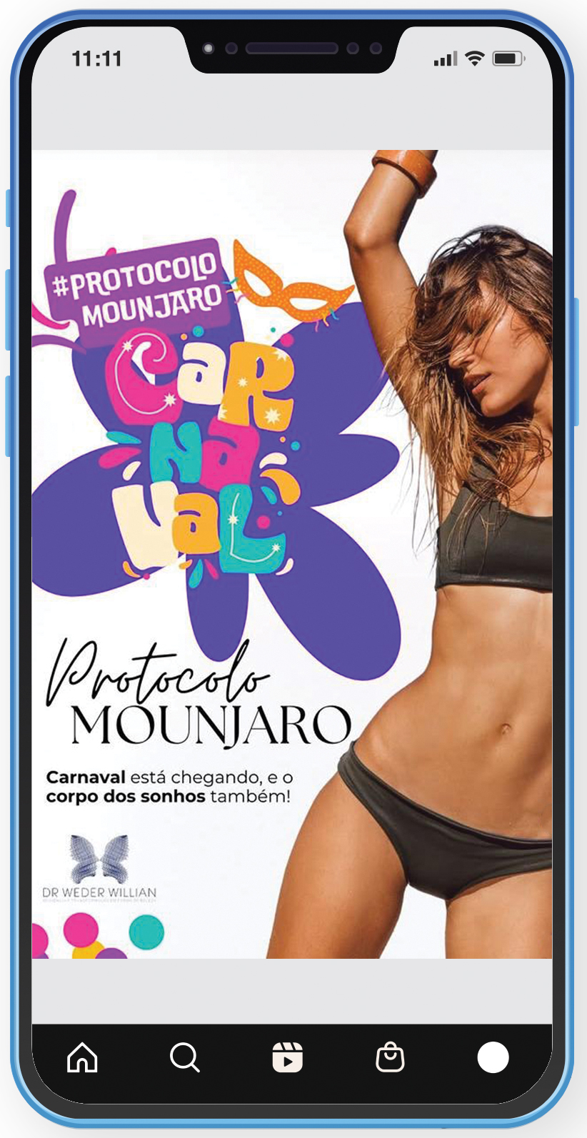 PROPAGANDA - Postagem em redes sociais: promessa de corpo esbelto em pouco tempo