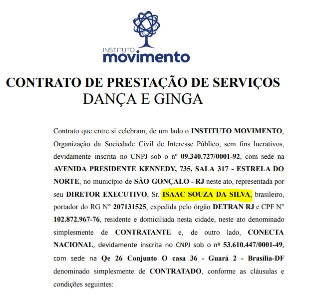 Vereador consta como diretor executivo do Instituto em subcontratação feita pela entidade em junho de 2025.