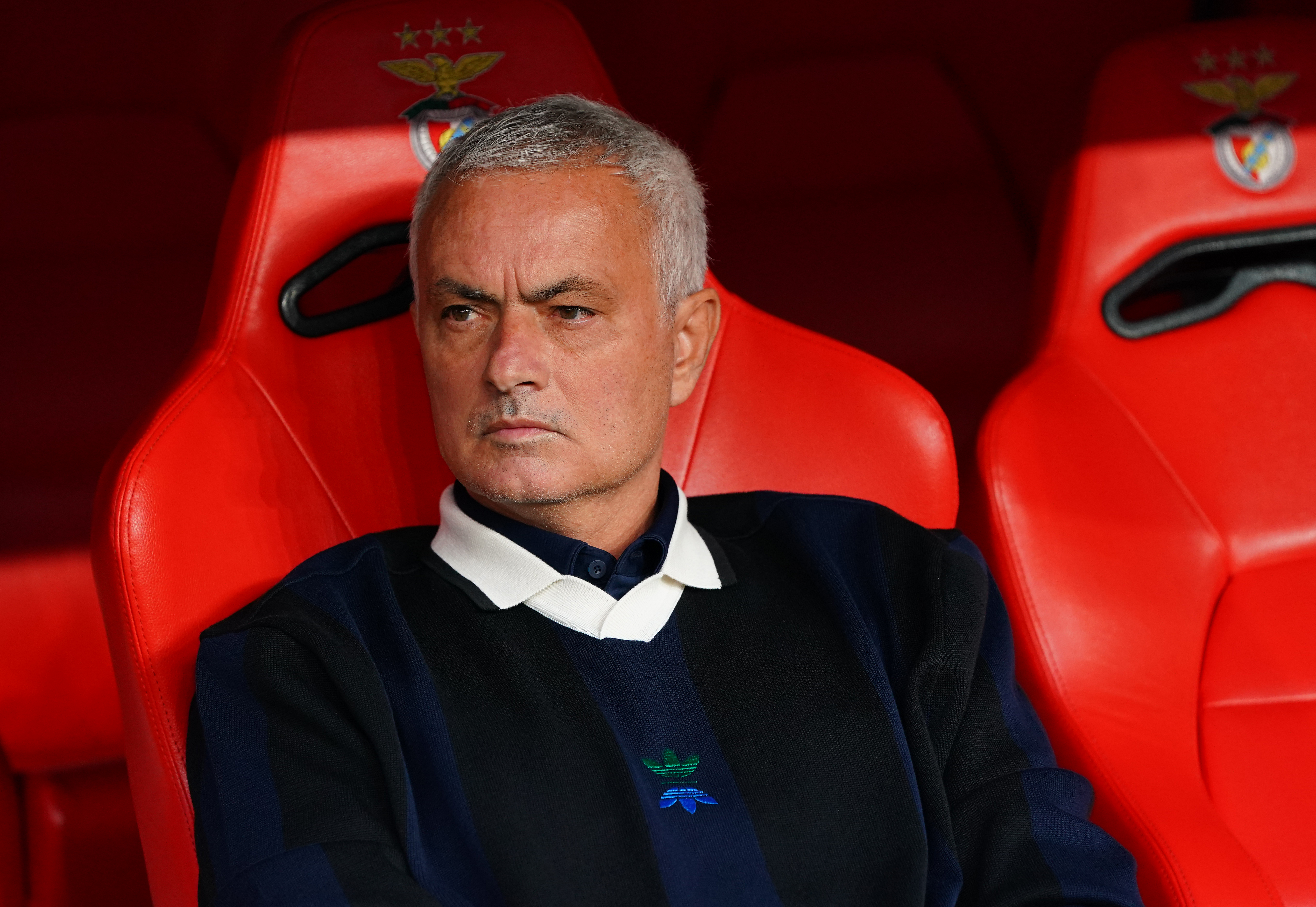 LISBON, PORTUGAL - AUGUST 27: Head Coach Jose Mourinho of Fenerbahce looks on before the start of the UEFA Champions League Play Off 2nd Leg match between SL Benfica and Fenerbahce at Estadio da Luz on August 27, 2025 in Lisbon, Portugal. (Photo by Gualter Fatia/Getty Images)