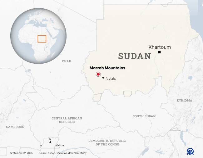 Localização de Tarasin, nas proximidades das Montanhas de Marra