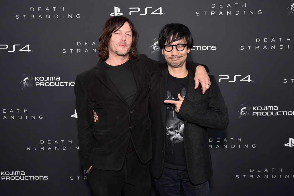 NEW YORK, NEW YORK - NOVEMBER 05: Norman Reedus and Hideo Kojima attend Fractured Worlds: The Art of DEATH STRANDING on November 05, 2019 in New York City. (Photo by Bryan Bedder/Getty Images for Sony Interactive Entertainment LLC)