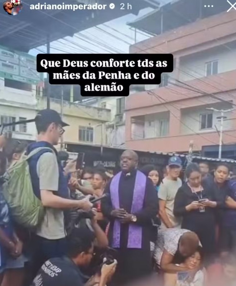 Post de Adriano Imperador lamentando as mortes no Complexo da Penha