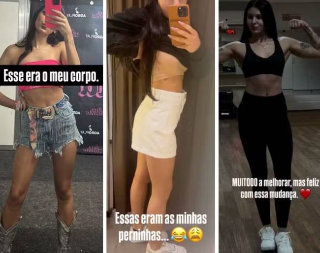 Ana Castela exibe antes e depois de treinos