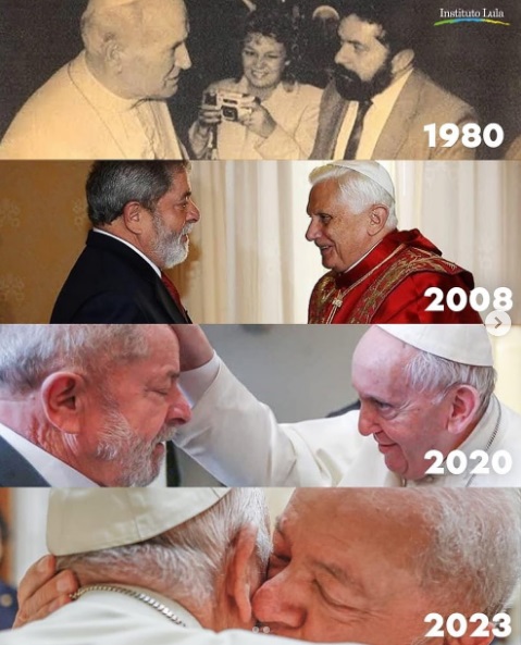 lula e papas Lula esteve com todos os papas que comandaram o Vaticano desde que João Paulo II assumiu, em 1978