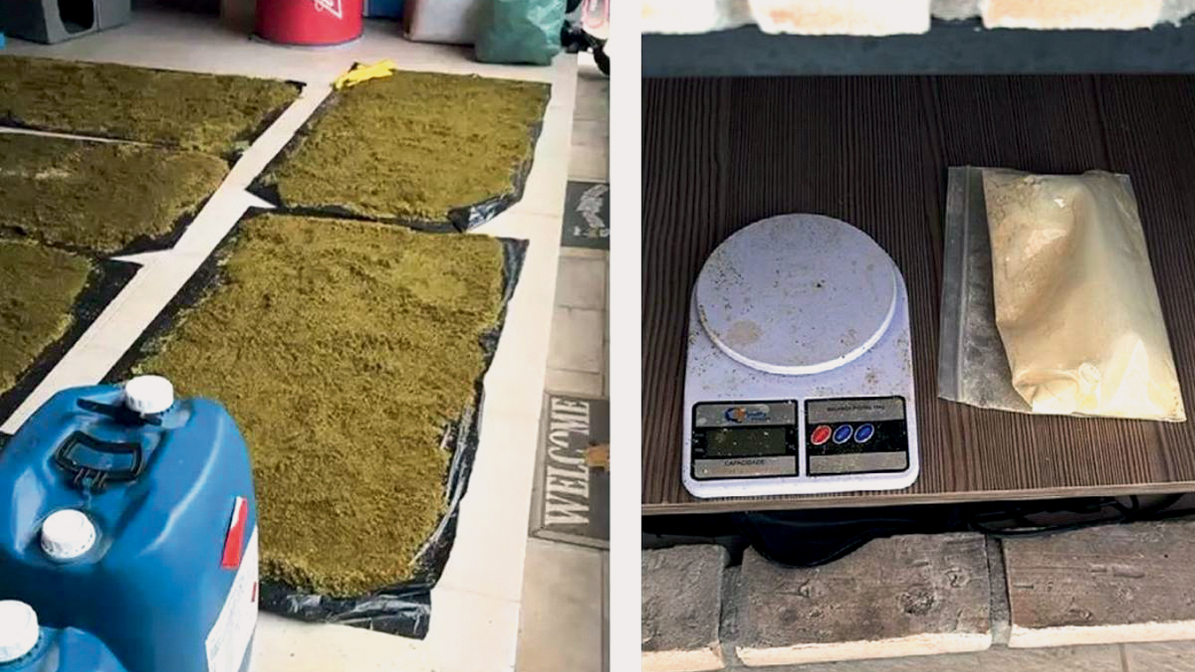 15/09/2025 instagram @folhadespaulo NITAZENO | Nos fundos de uma casa num condom&iacute;nio de alto padr&atilde;o em Mogi das Cruzes, na regi&atilde;o metropolitana de S&atilde;o Paulo, a Pol&iacute;cia Federal encontrou em dezembro um laborat&oacute;rio rudimentar e pioneiro na produ&ccedil;&atilde;o de drogas sint&eacute;ticas de alta pot&ecirc;ncia. &iquest;&iquest;PF/Reprodu&ccedil;&atilde;o montagem com duas fotografias 1- vegetais triturados, recipientes de produtos qu&iacute;micos, 2 - balan&ccedil;a de precis&atilde;o e um saco pl&aacute;stico com nitazeno encontrados nos fundos de uma casa em Mogi das Cruzes, na regi&atilde;o metropolitana de SP, que foi alvo de uma opera&ccedil;&atilde;o da PF. https://www1.folha.uol.com.br/cotidiano/2025/09/nitazeno-droga-sintetica-ultrapotente-chega-a-clientes-desavisados-e-vicia-traficantes.shtml