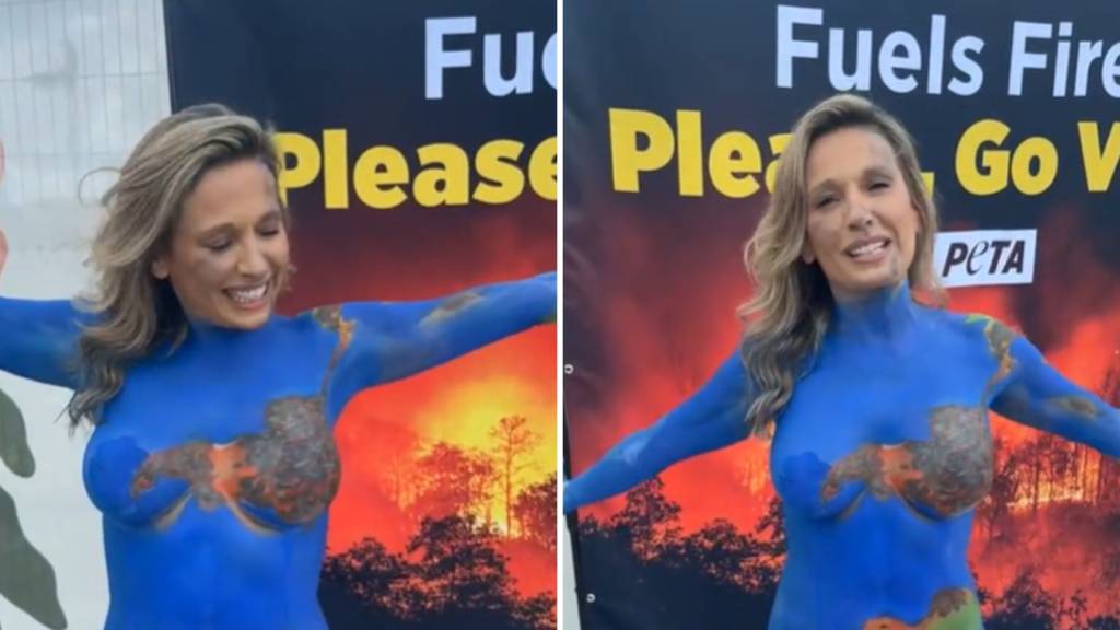 Luisa Mell usa corpo como protesto em frente ao local da cúpula da COP30