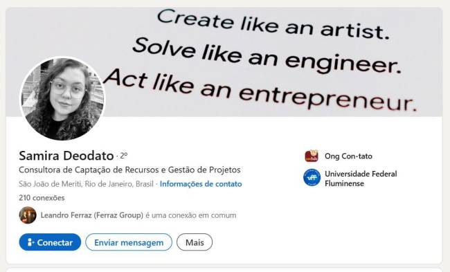 Samira Deodato se apresenta como gerente da ONG Con-tato (hoje CPASC), mas também trabalha para as outras empresas investigadas.