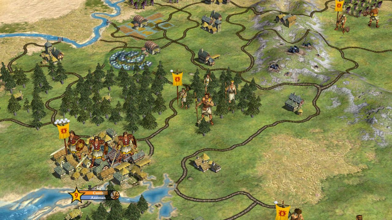 Tela do jogo Civilization IV: construção de cidades antigas -
