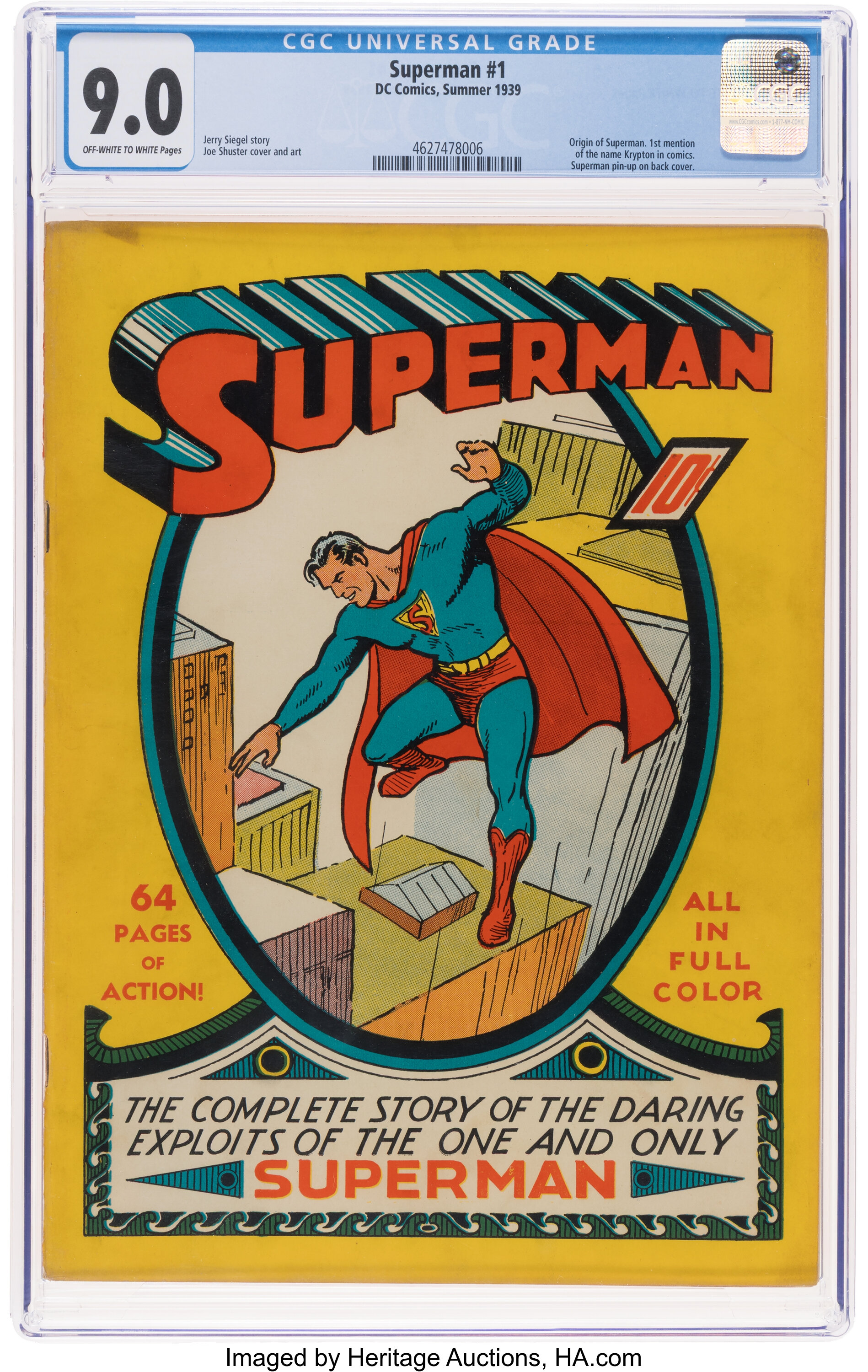 Capa do primeiro número da revista Superman, dedicada inteiramente às aventuras do personagem criado um ano antes por Jerry Siegel e Joe Shuster -