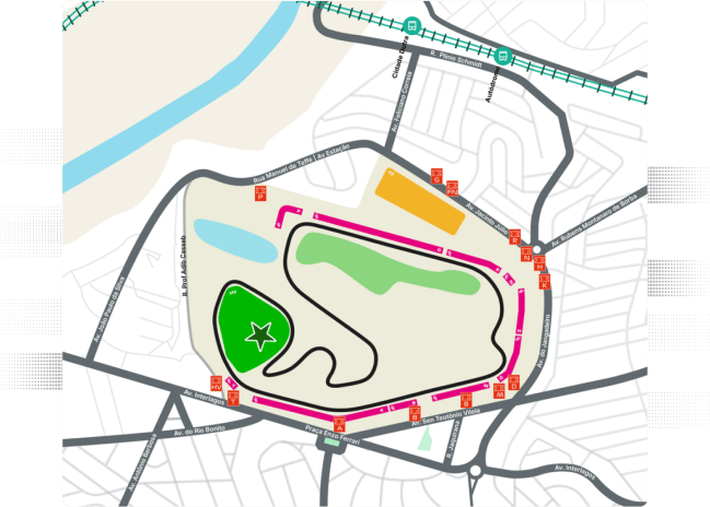 Mapa do Autódromo José Carlos Pace em Interlagos