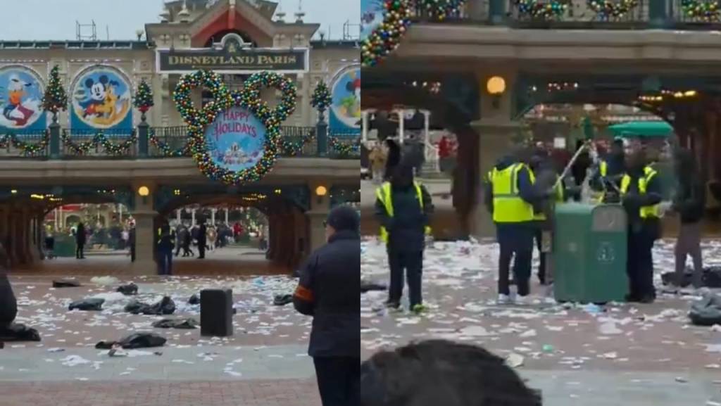 Vídeo: parque da Disney em Paris aparece coberto de lixo em meio a greve de funcionários
