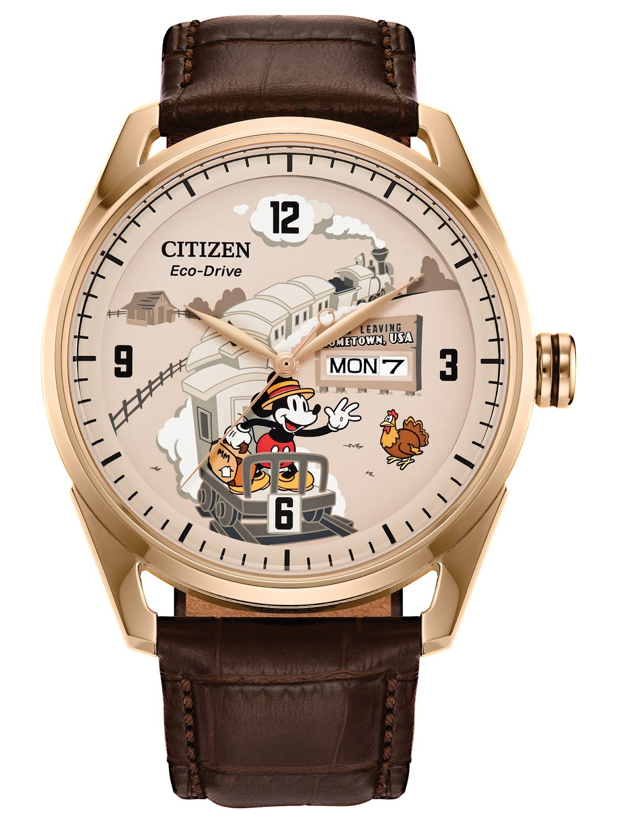 Relógio mostra Mickey saindo de sua cidade Natal, Marceline, no Missouri