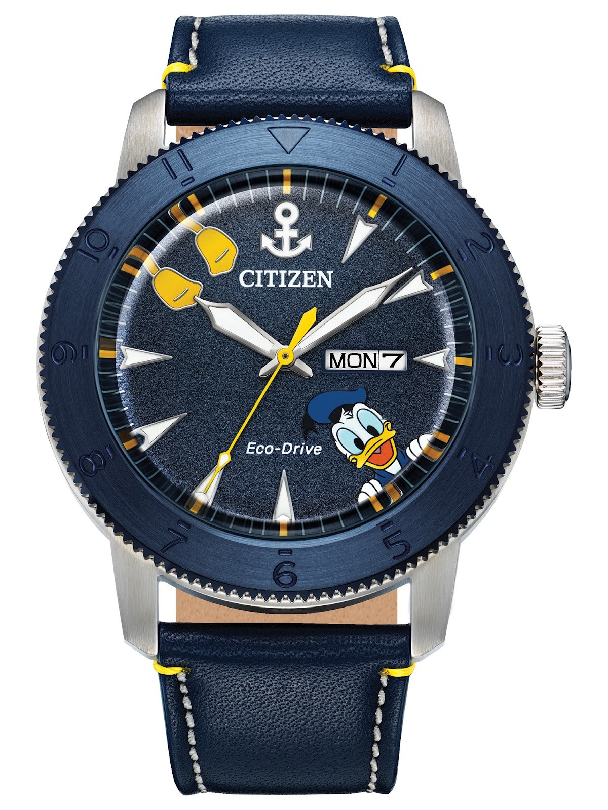 O pato Donald é tema de um relógio de mergulho com elementos náuticos