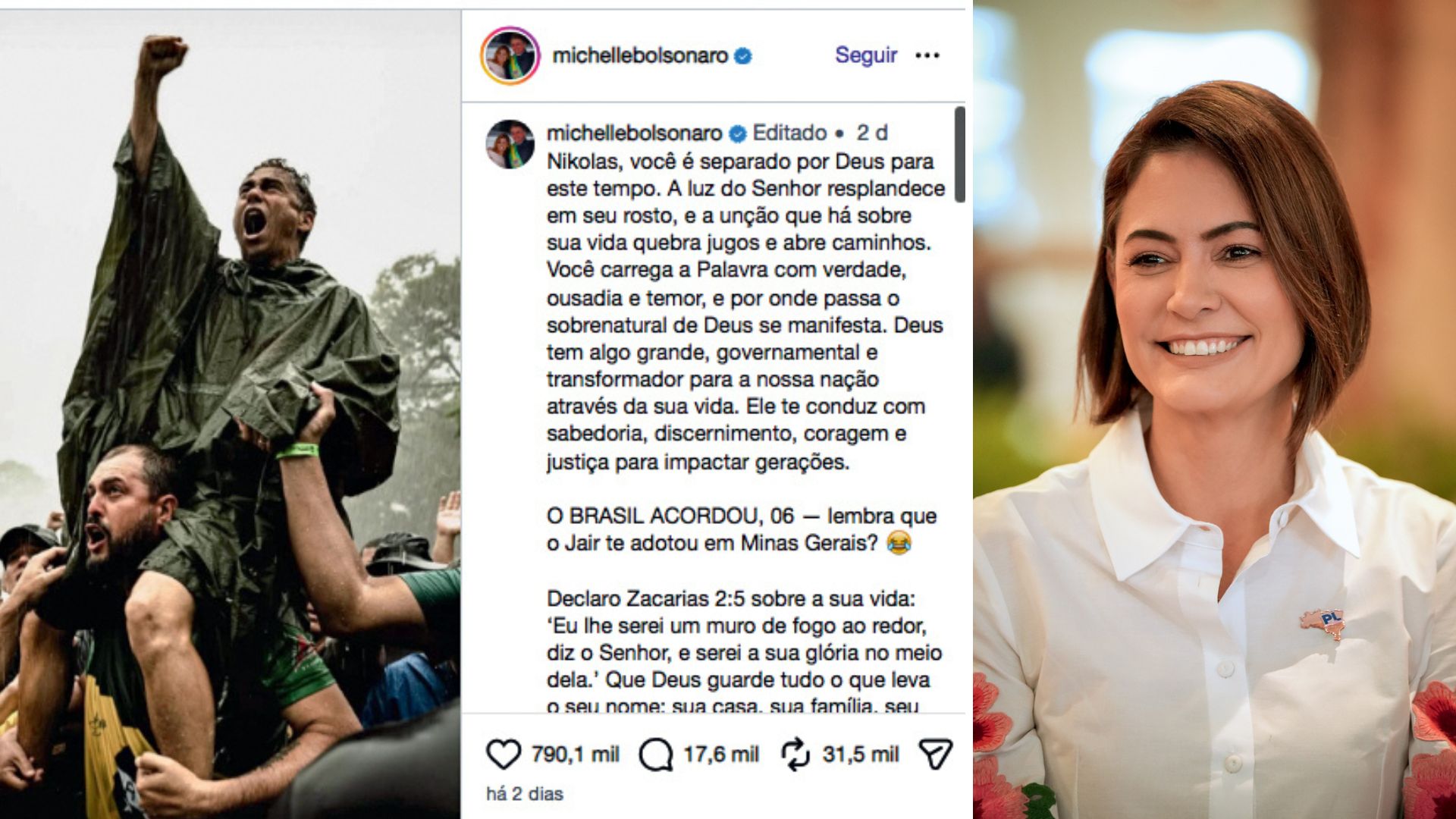 ZERO SEIS - Michelle: a ex-primeira-dama lembrou que o marido considera o deputado como o seu sexto filho
