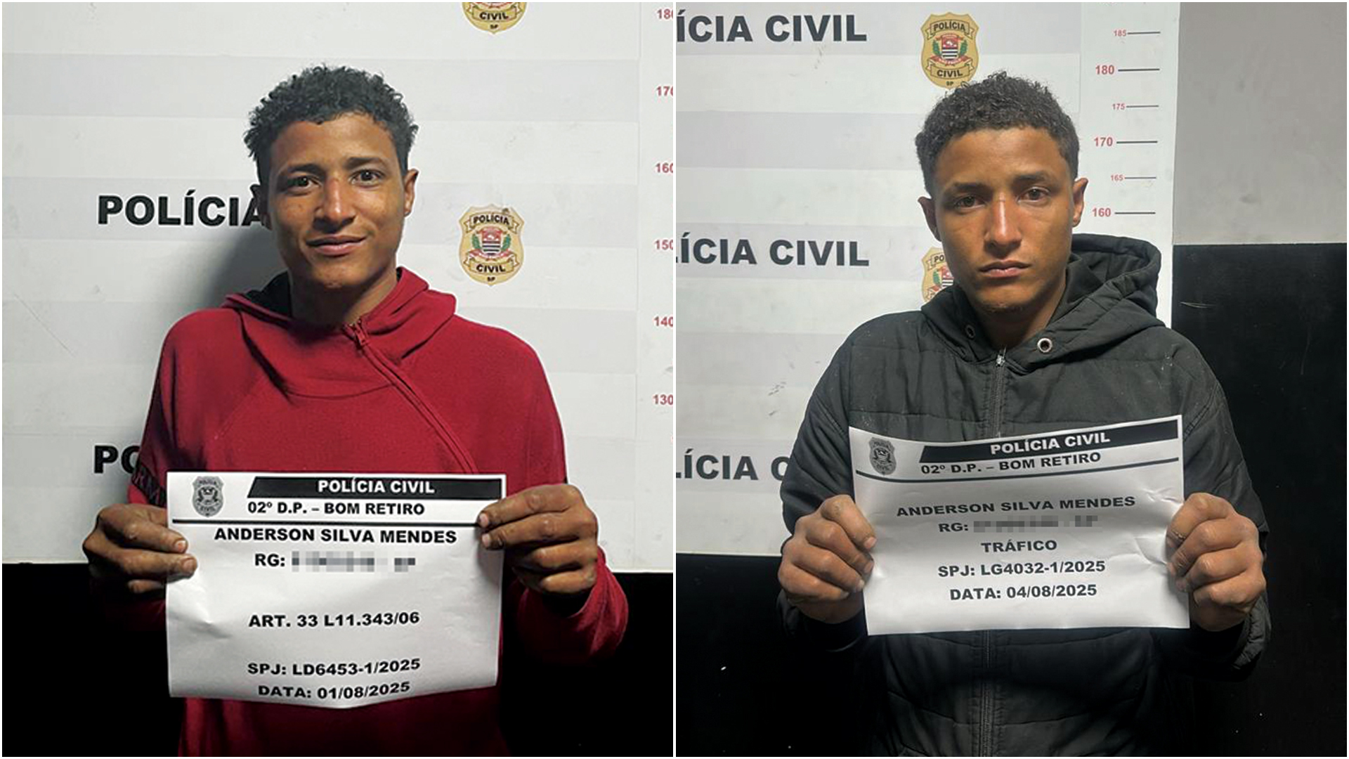 BATE E VOLTA -&ensp;Suspeito detido pela pol&iacute;cia de SP: preso duas vezes por tr&aacute;fico de drogas em quatro dias