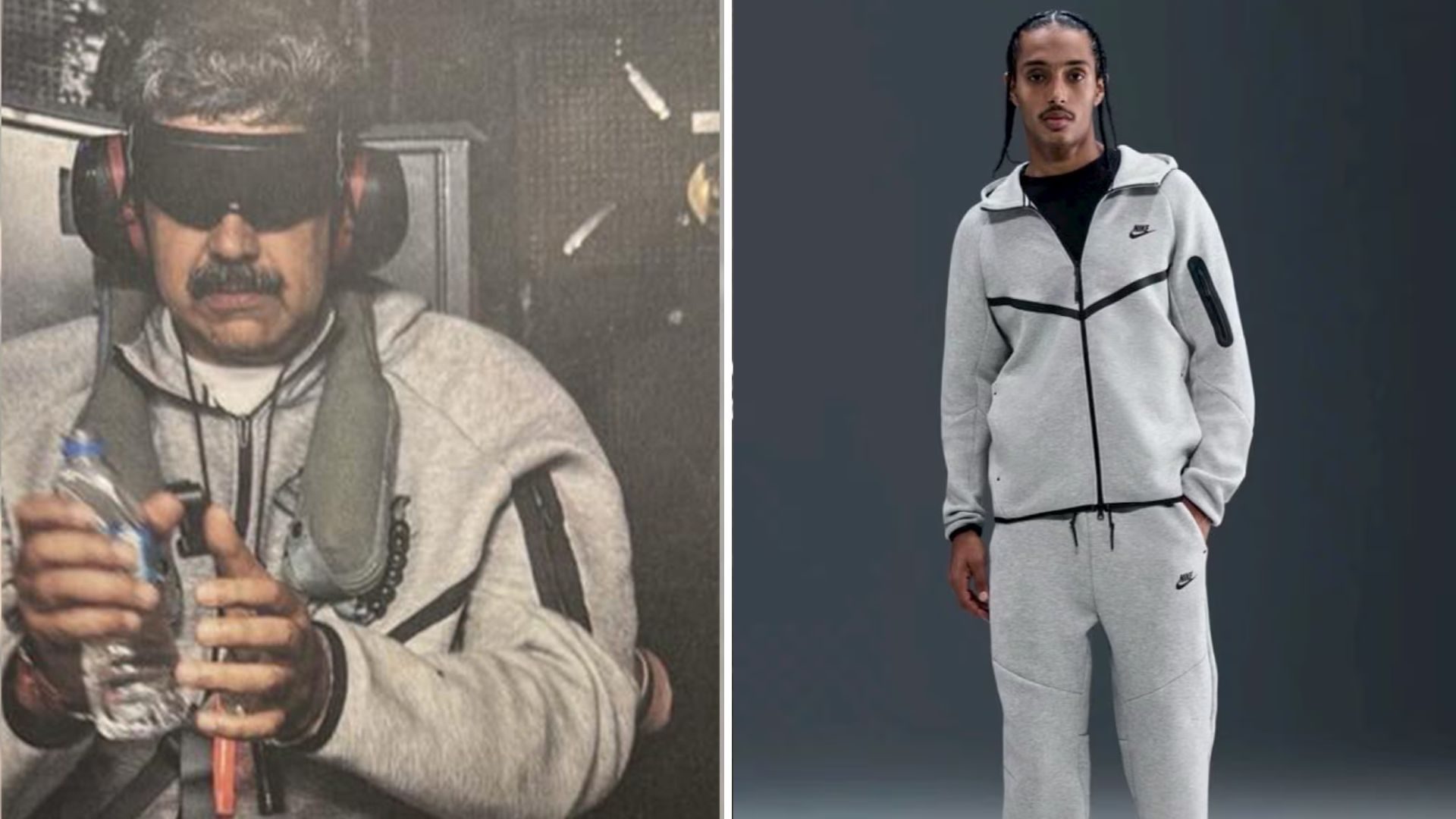 Foto divulgada por Donald Trump de Nicolas Maduro detido usando um conjunto da Nike