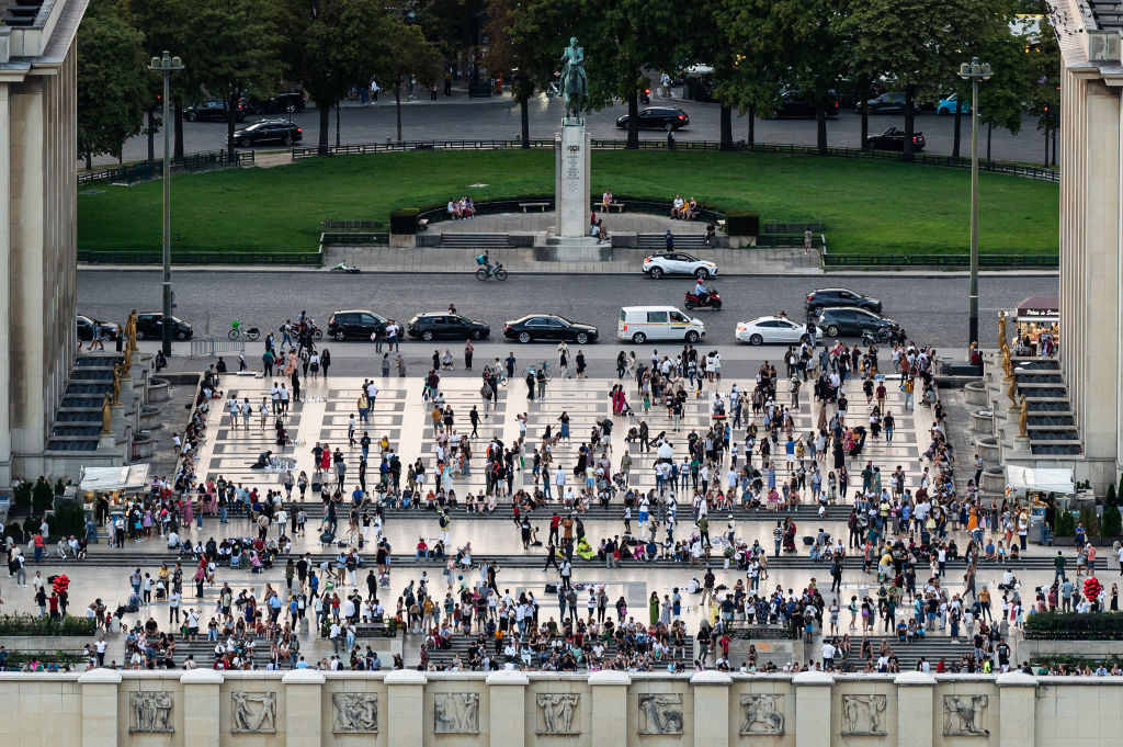 SYMBOL - 23 August 2023, France, Paris: Numerous people are staying at the Palais de Chaillot. Photo: Silas Stein/dpa (Photo by Silas Stein/picture alliance via Getty Images)