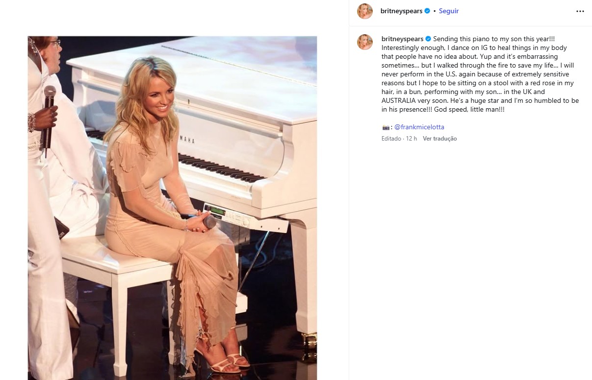 Publicação no Instagram de Britney Spears
