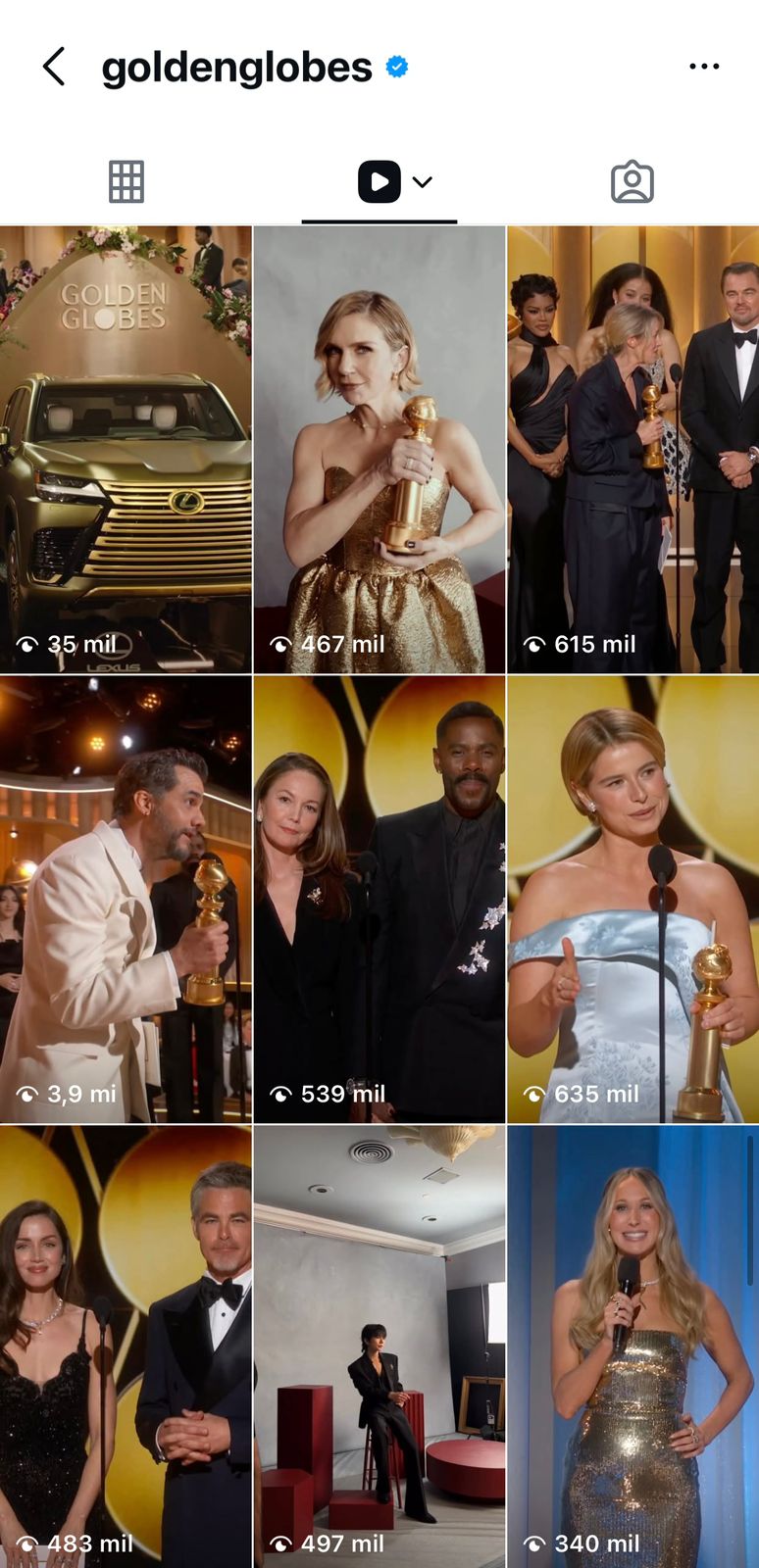 Vídeo da vitória de Wagner Moura é o mais assistido da premiação do Globo de Ouro 2026