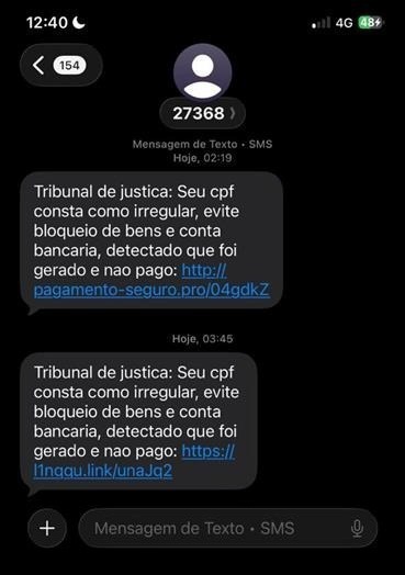 Mensagens com 'amea&ccedil;as judiciais' s&atilde;o enviadas para v&iacute;timas