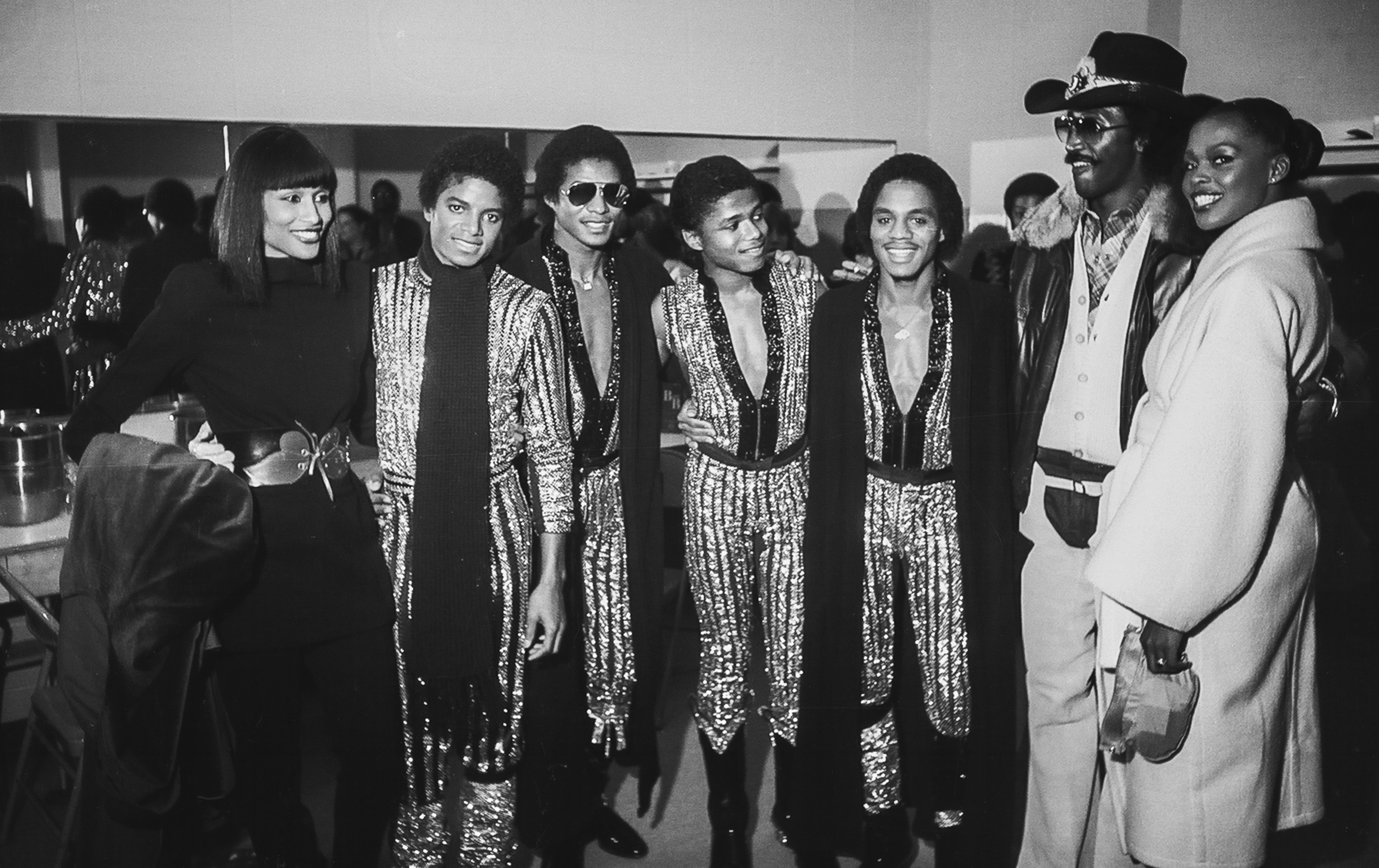 Beverly Johnson, Michael Jackson, Jackie, Randy e Marlon Jackson, com Frankie Crocker e Nassau Coliseum, 1979