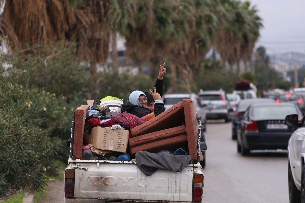 LEBANON - NOVEMBER 27: Displaced residents of southern Lebanon return to their homes by vehicle after the ceasefire agreement between Israel and Lebanon comes into effect in Lebanon on November 27, 2024. (Photo by Mohammad Abushama/Anadolu via Getty Images)