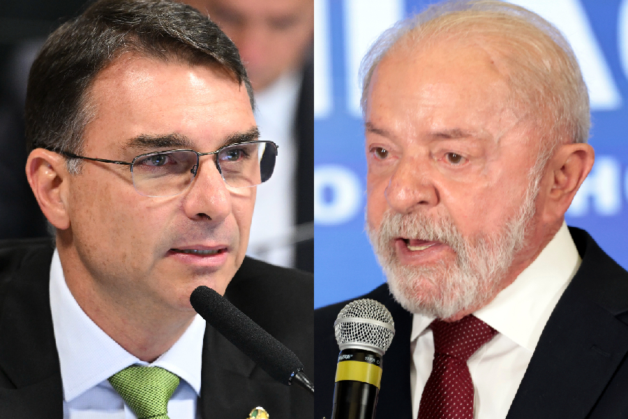 O senador Flávio Bolsonaro (PL-RJ); e o presidente Luiz Inácio Lula da Silva