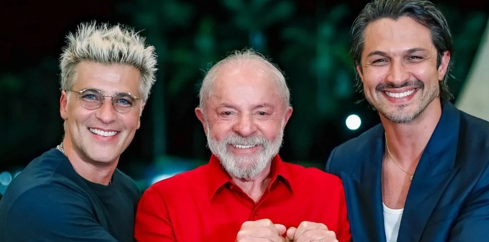Bruno Gagliasso e Rômulo Estrela com Lula no Palácio da Alvorada