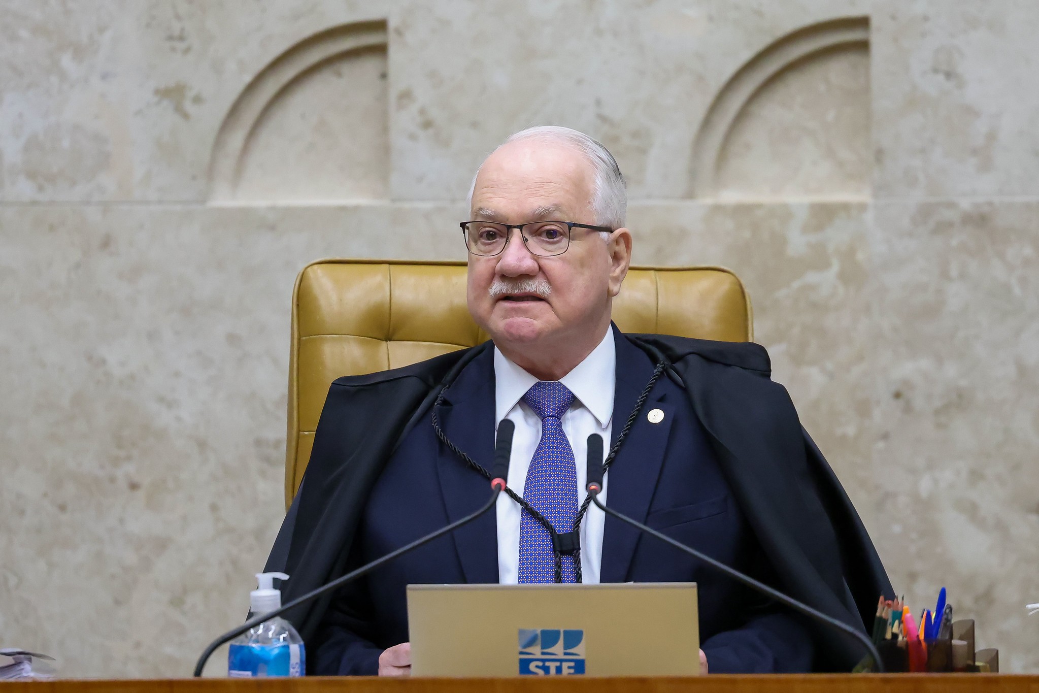 O presidente do STF, Edson Fachin, durante sessão