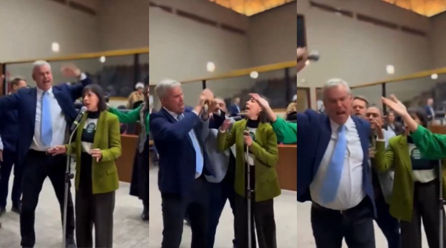 Vereadores Juliana Souza (PT) e Mauro Pinheiro (PP) brigaram no plenário por causa do áudio em que Flávio pede dinheiro a Vorcaro