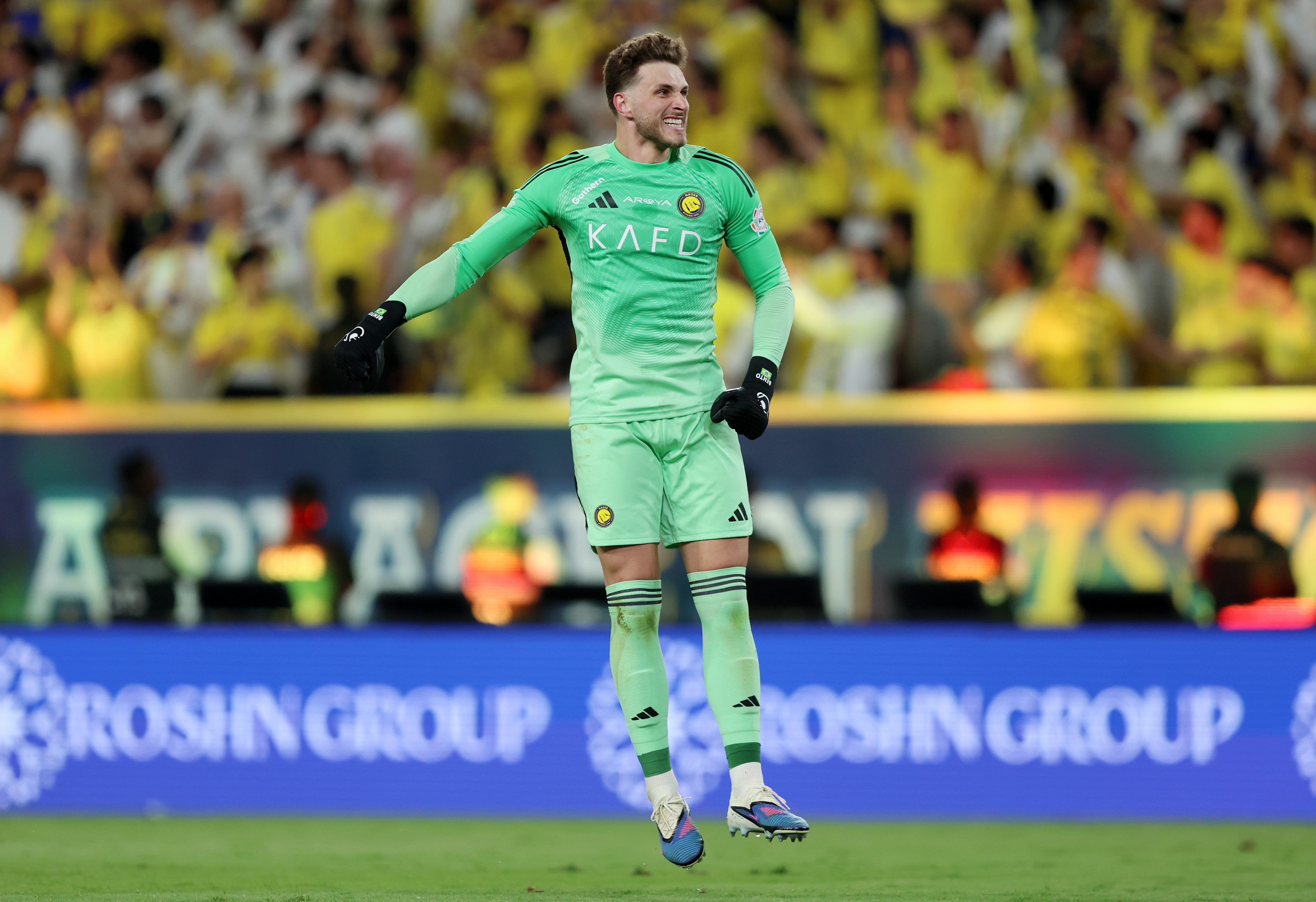 RIYADH, SAUDI ARABIA - MAY 12: Bento of Al Nassr celebrates after teammate Mohamed Simakan (not pictured) scores his team's first goal during the Saudi Pro League match between Al Nassr and Al Hilal at Al Awwal Park on May 12, 2026 in Riyadh, Saudi Arabia. (Photo by Yasser Bakhsh/Getty Images)