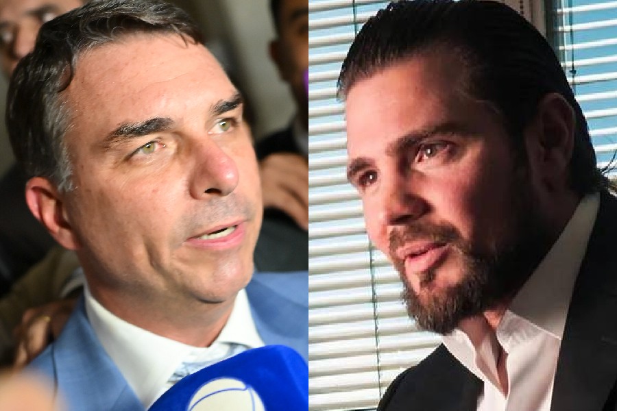 O senador Flávio Bolsonaro (PL-RJ); e o banqueiro Daniel Vorcaro, do Banco Master