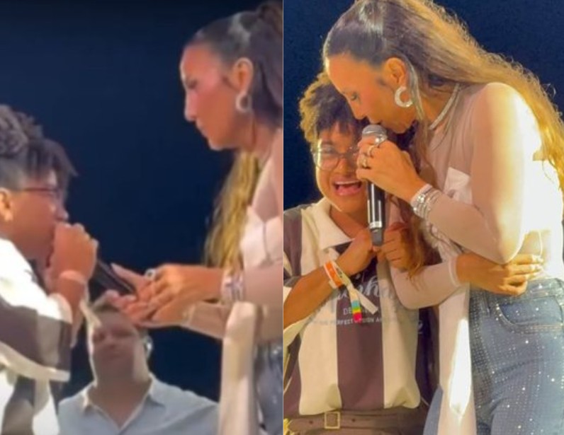 Milena sobe no palco em show de Ivete Sangalo