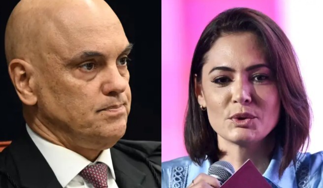 Alexandre de Moraes e Michelle Bolsonaro