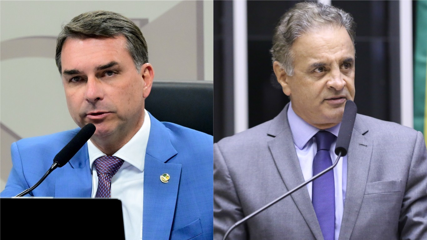 Flávio Bolsonaro e Aécio Neves
