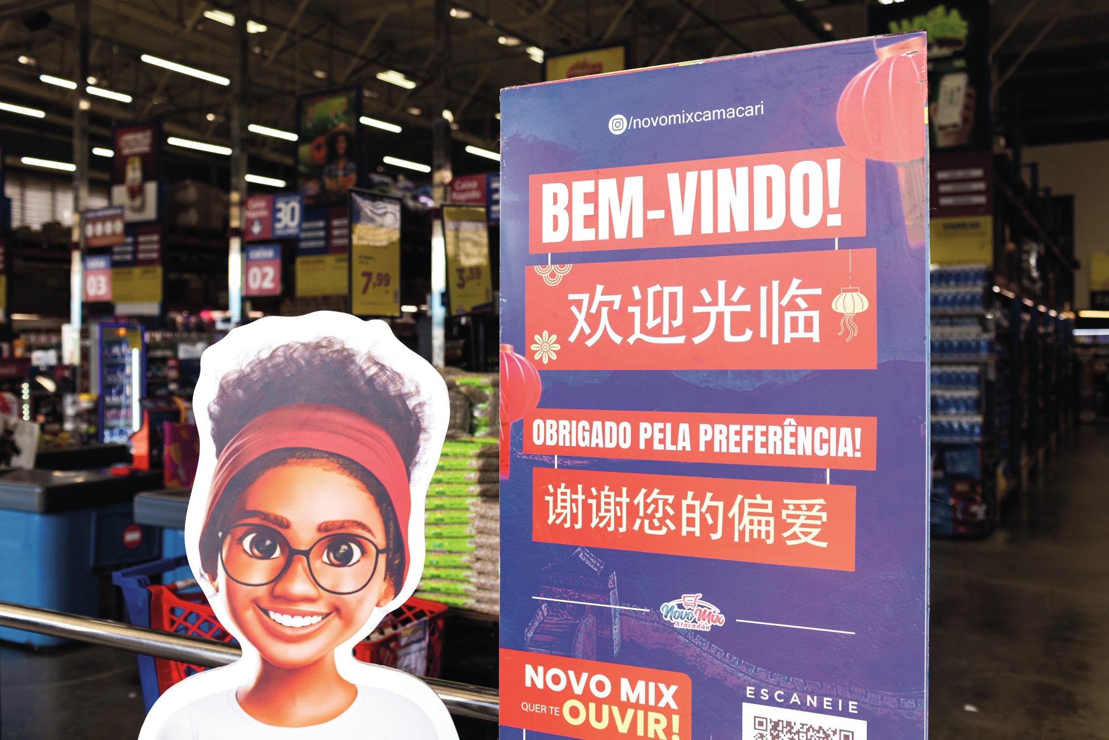 BOAS-VINDAS - Supermercado Novo Mix: cartazes e promo&ccedil;&otilde;es bil&iacute;ngues