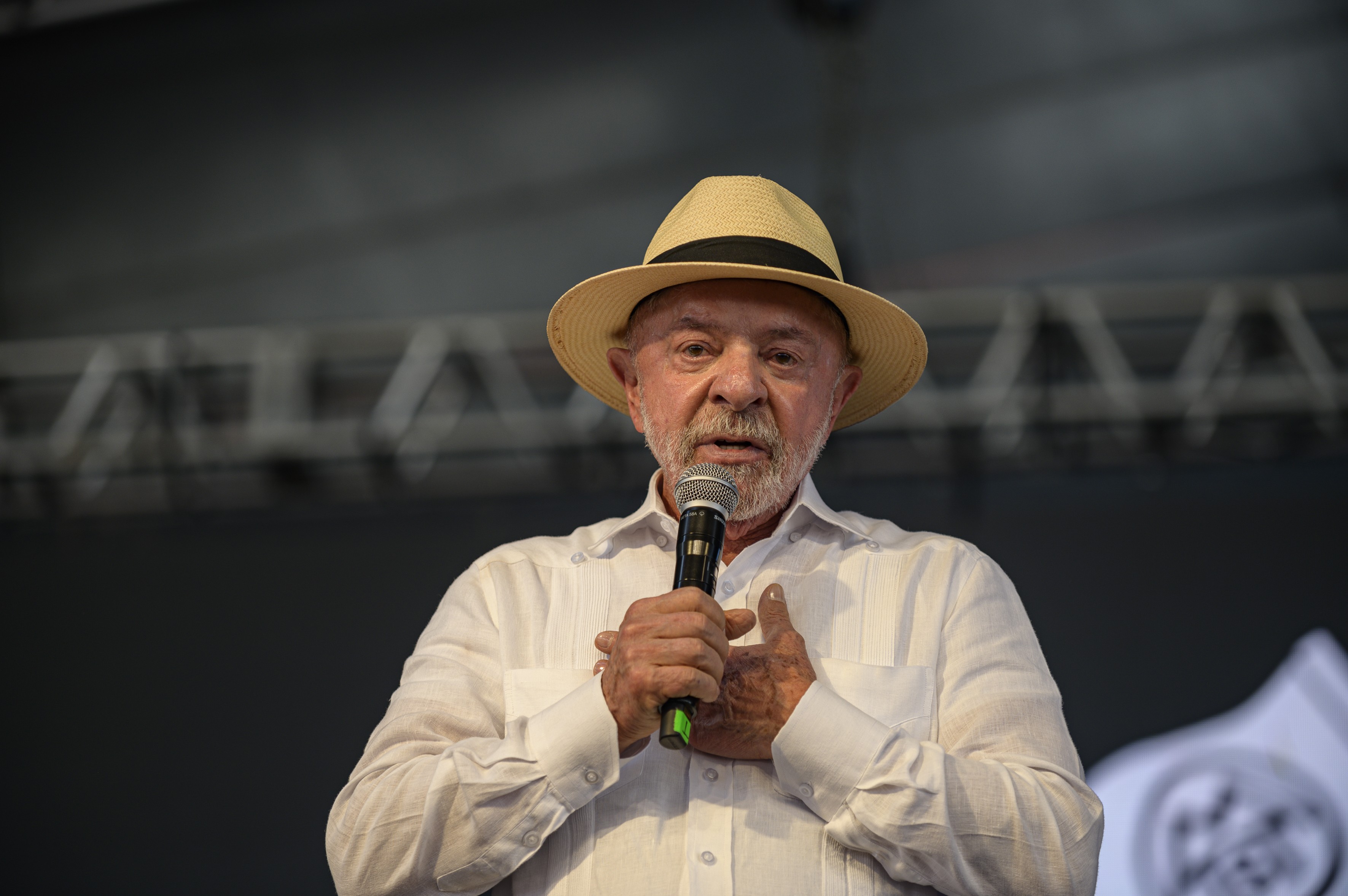President of the Republic Luiz Inacio Lula da Silva attends a gathering of the Movimento dos Trabalhadores Sem Teto (MTST) in Taboao da Serra, Sao Paulo, Brazil, on August 8, 2026. (Photo by Isabella Finholdt/NurPhoto via Getty Images)