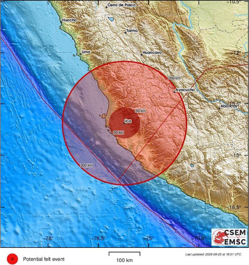 Terremoto de magnitude 7,2 atinge região sul do Peru