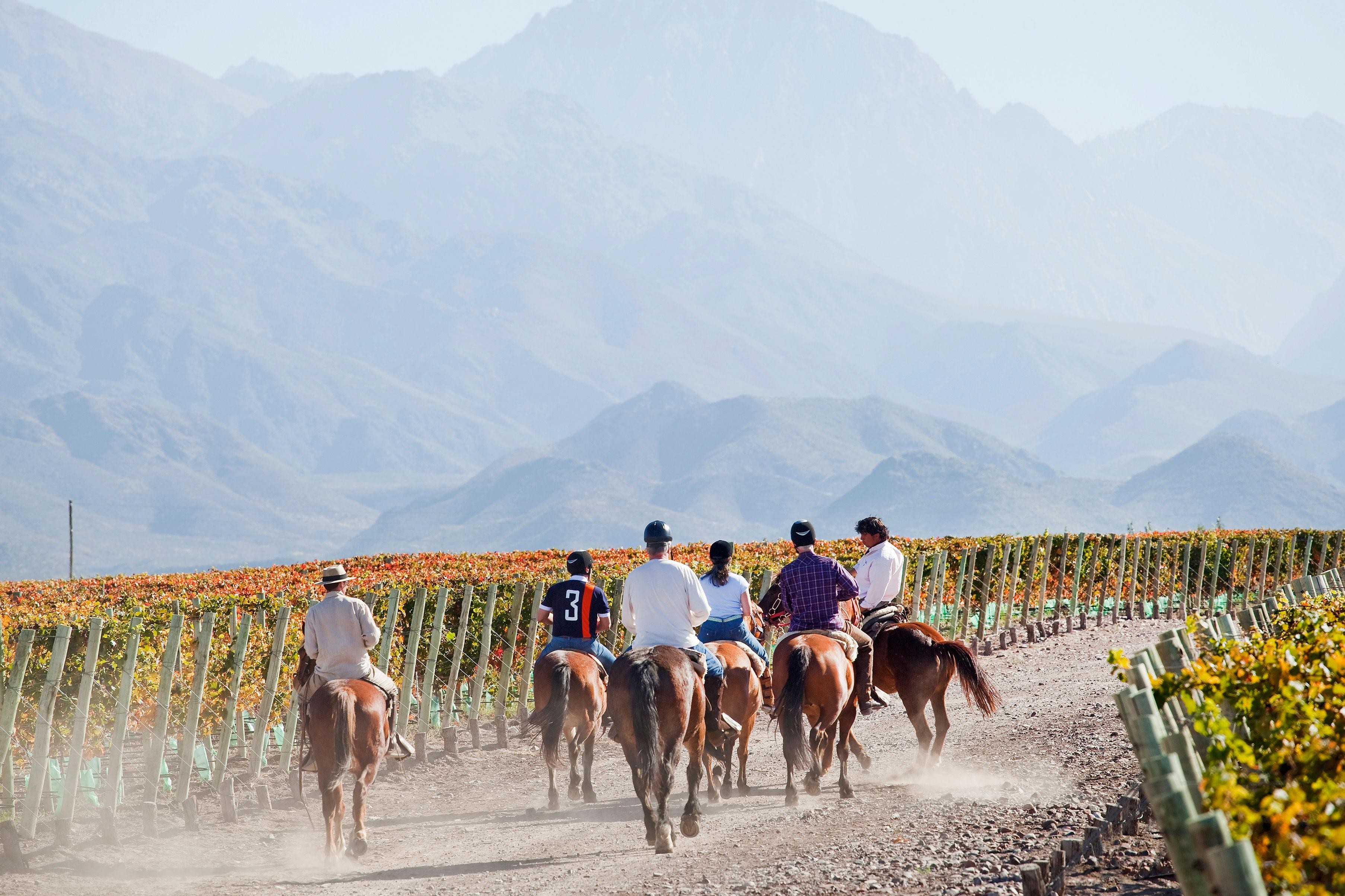 Casa de Uco, em Mendoza: cavalgadas para explorar uma região conhecida por seus vinhedos de altitude e pela vista da Cordilheira dos Andes