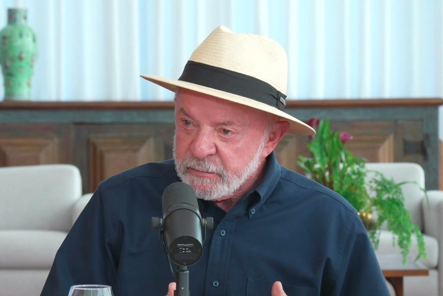 O presidente Lula, durante entrevista a podcasts