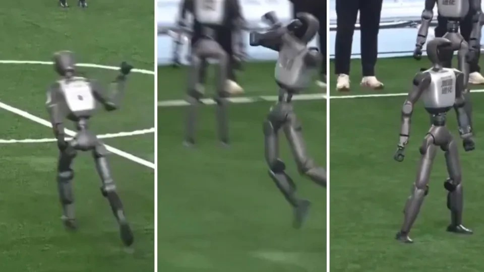 Robô faz gol de falta e celebra como Cristiano Ronaldo em evento na China – Veja o vídeo