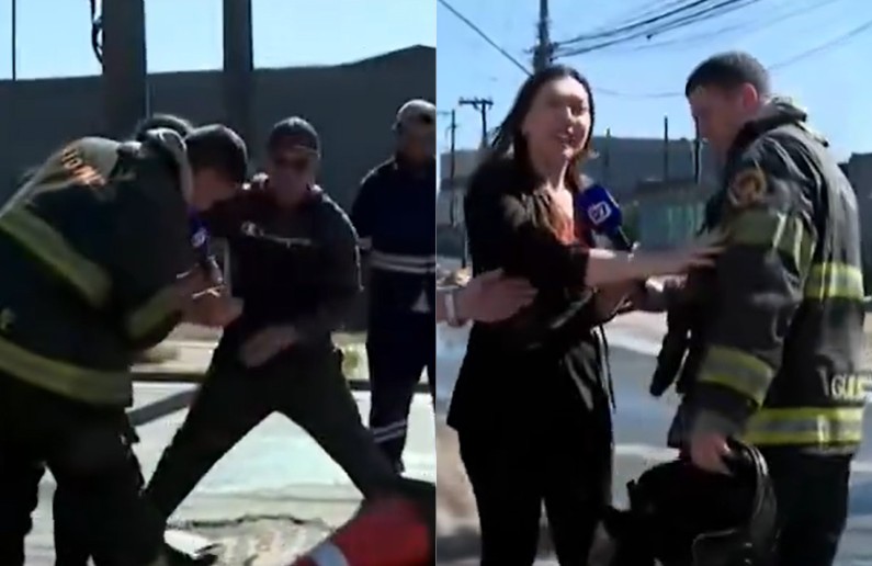 O susto de repórter da Record ao cair em bueiro ao vivo: veja vídeo