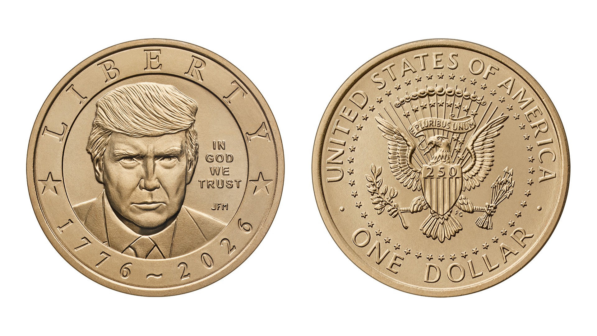 Tesouro emite moedas de US$ 1 com rosto de Trump para aniversário de 250 anos dos EUA - QTU Questões do Universo