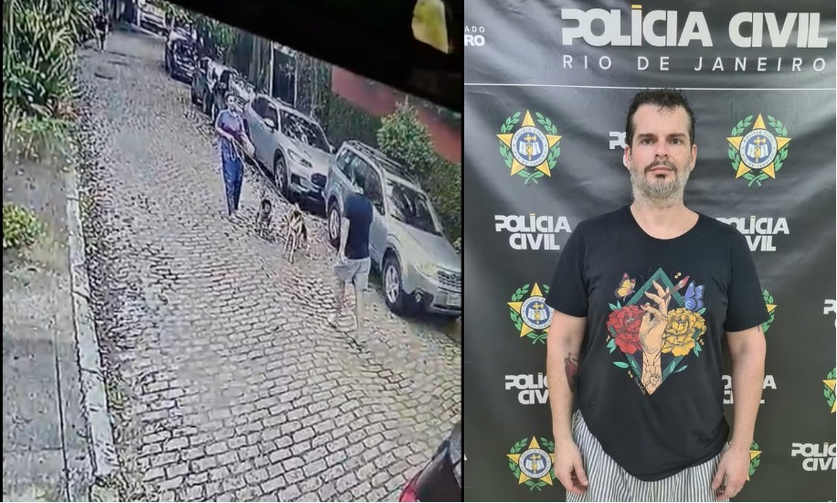 Vídeo mostra homem enforcando mulher e chutando cães em bairro nobre do Rio