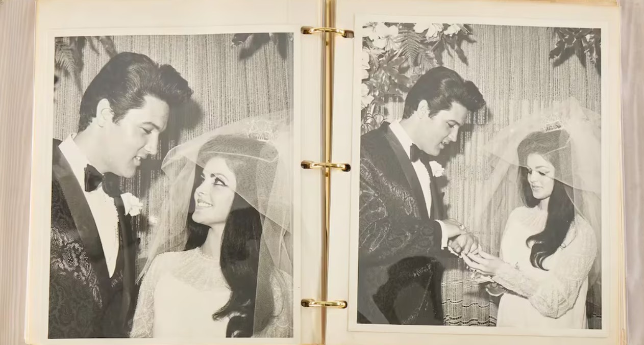O álbum privado do casamento de Elvis e Priscilla Presley que será leiloado