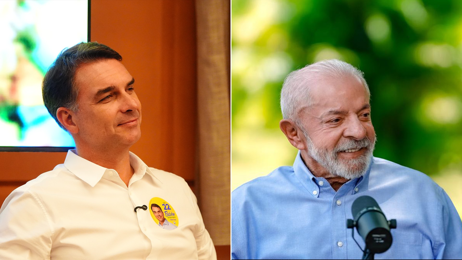 Flávio Bolsonaro (PL) e Lula (PT)